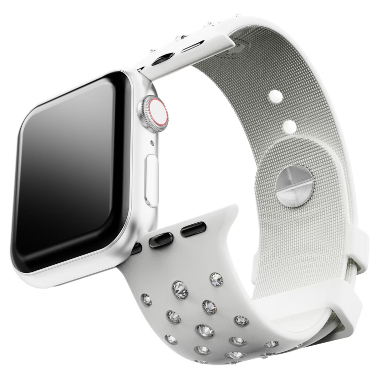Watch strap Silicone with stitching, Gray, Stainless steel